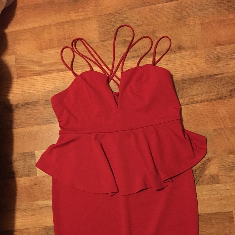 Peplum red dress